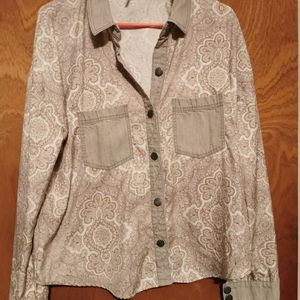 Free people silk paisley button down top